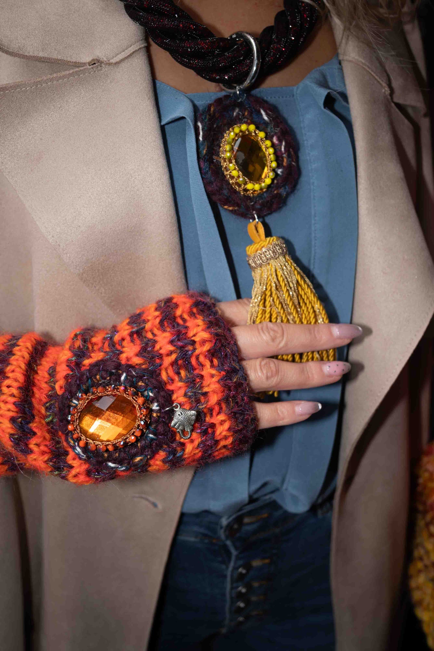 Collana torchon con pendente crochet - Torchon necklace with crocheted pendant