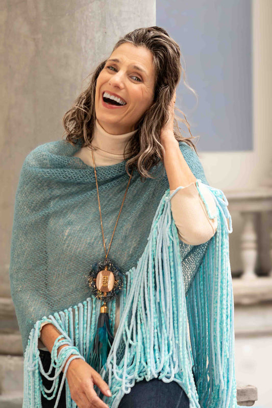 Collana con ciondolo in lana e nappa in pelle - Necklace with woolen pendant and leather tassel