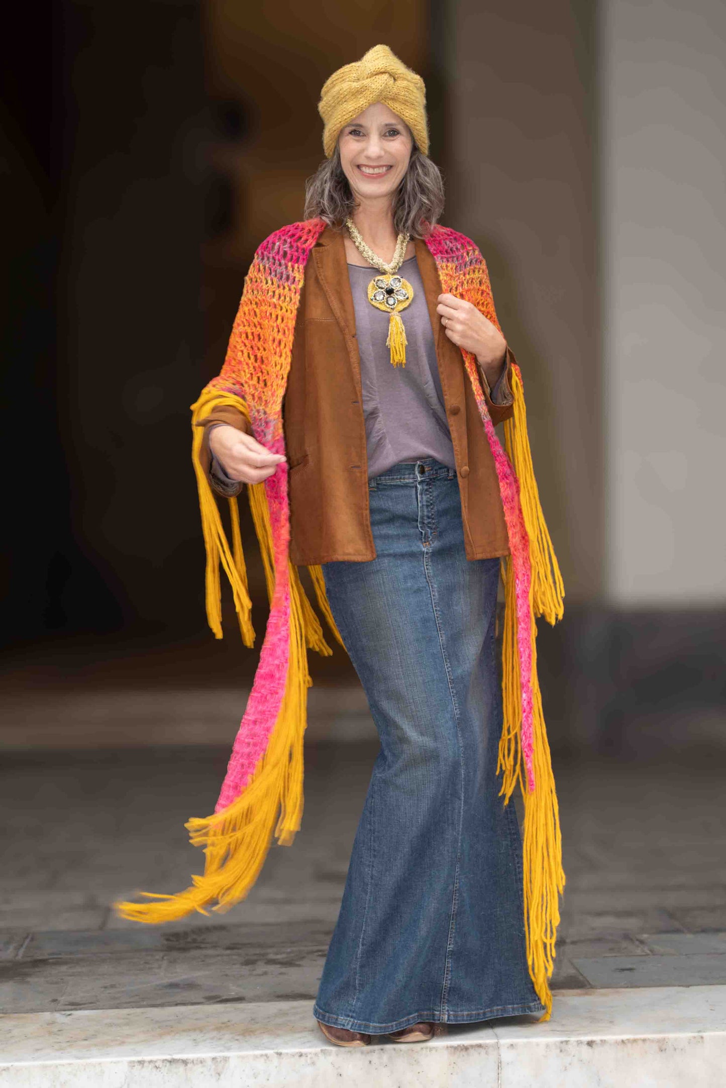 Scialle microfibra e mohair multicolor - Multicolored microfibre and mohair shawl