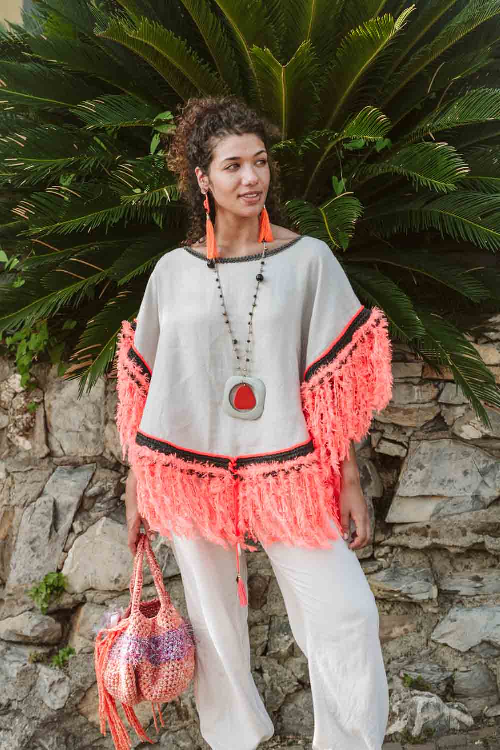 Borsa crochet arancio e lilla - Orange and lilac handmade crocheted bag