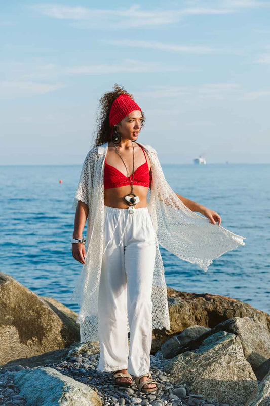 Kimono bianco in pizzo - White lace kimono
