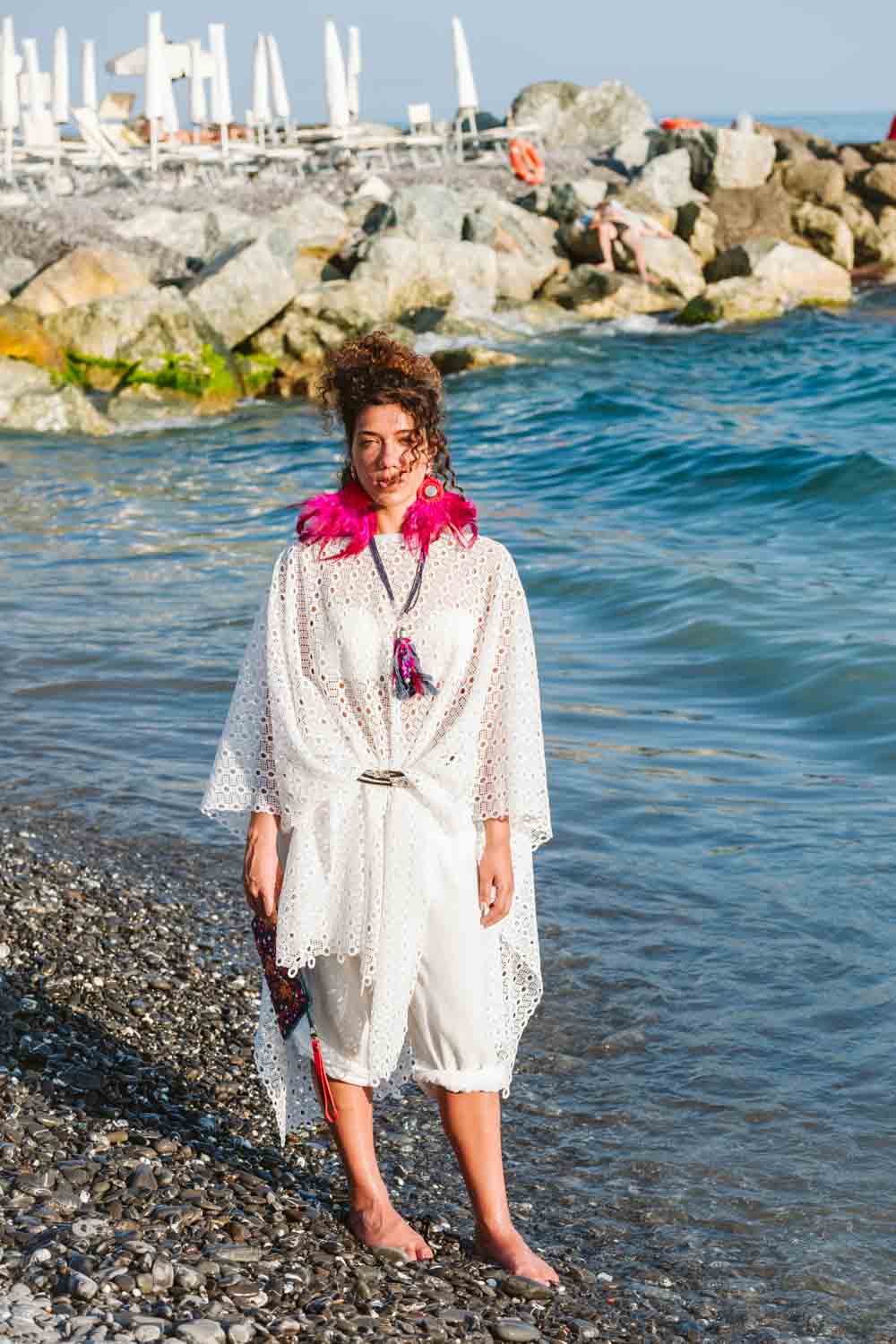 Poncho in pizzo bianco - White lace poncho