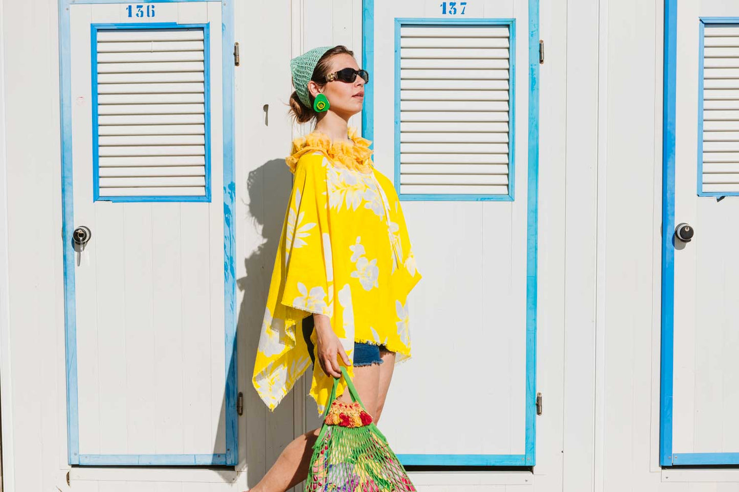 Poncho in lino giallo - Yellow linen poncho