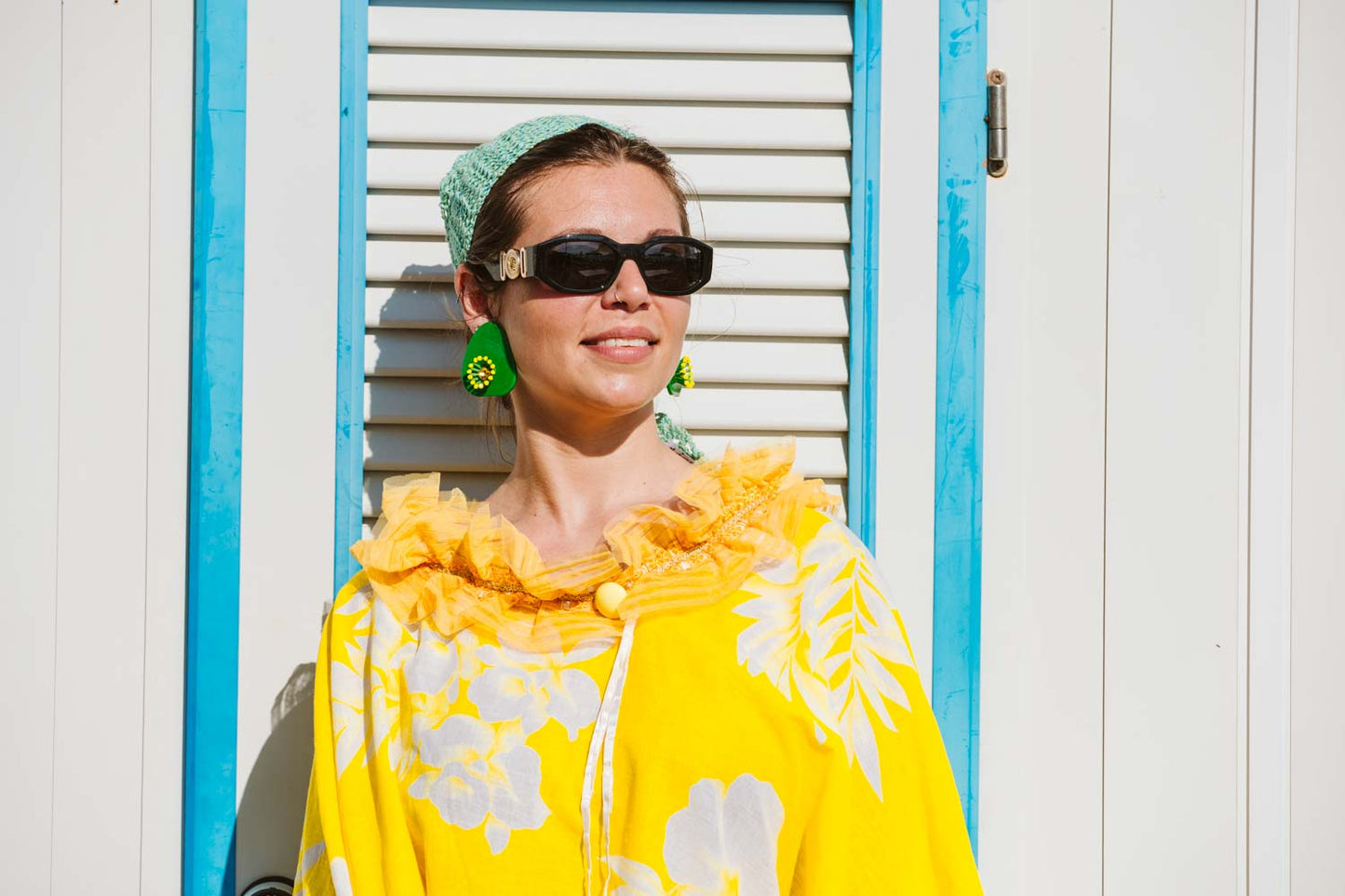 Poncho in lino giallo - Yellow linen poncho