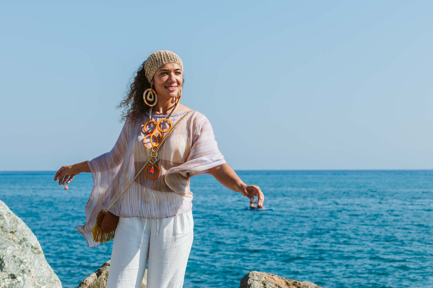 Poncho in seta stampata - Printed silk poncho