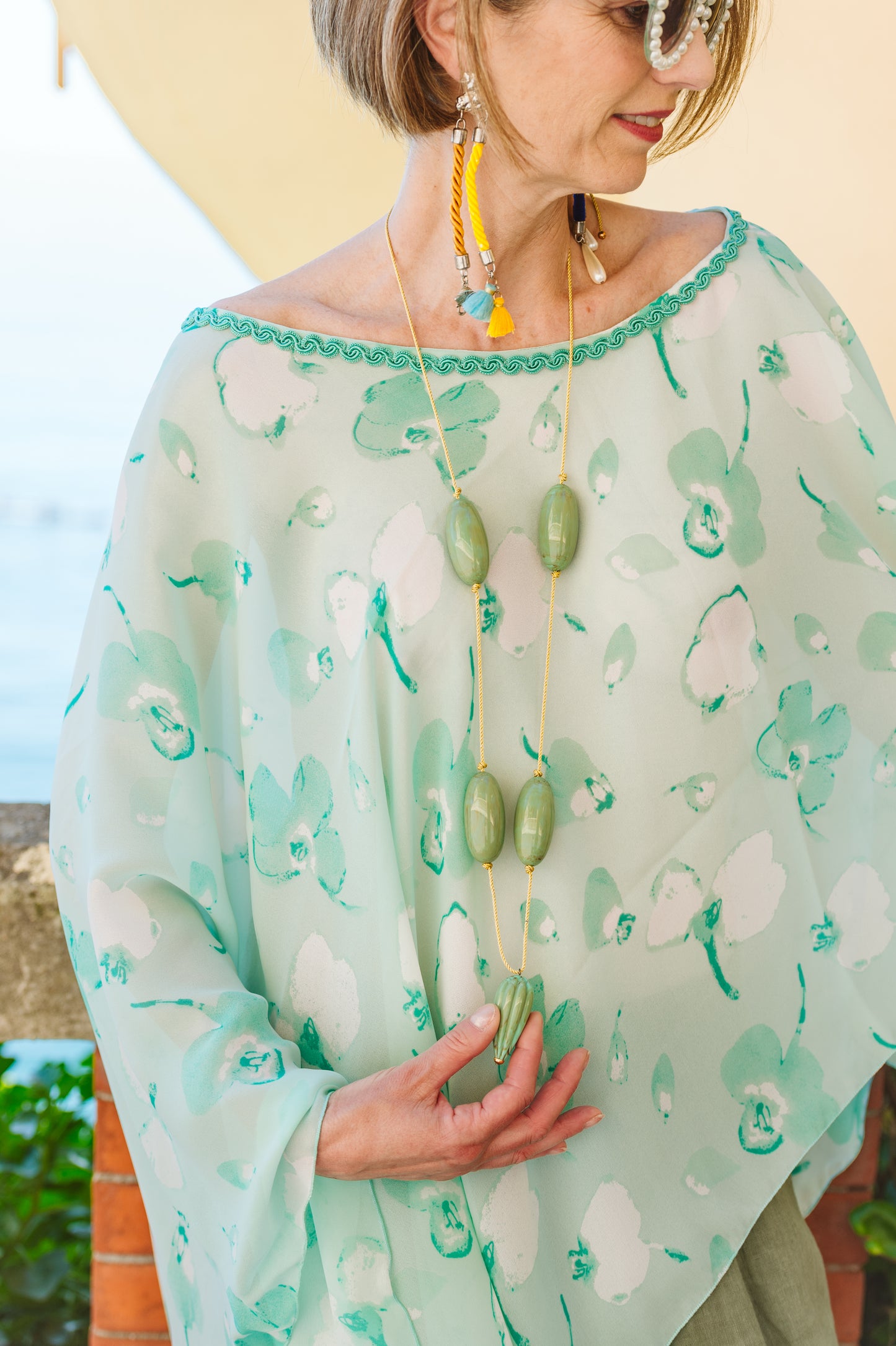 Poncho in georgette stampata - Printed georgette poncho