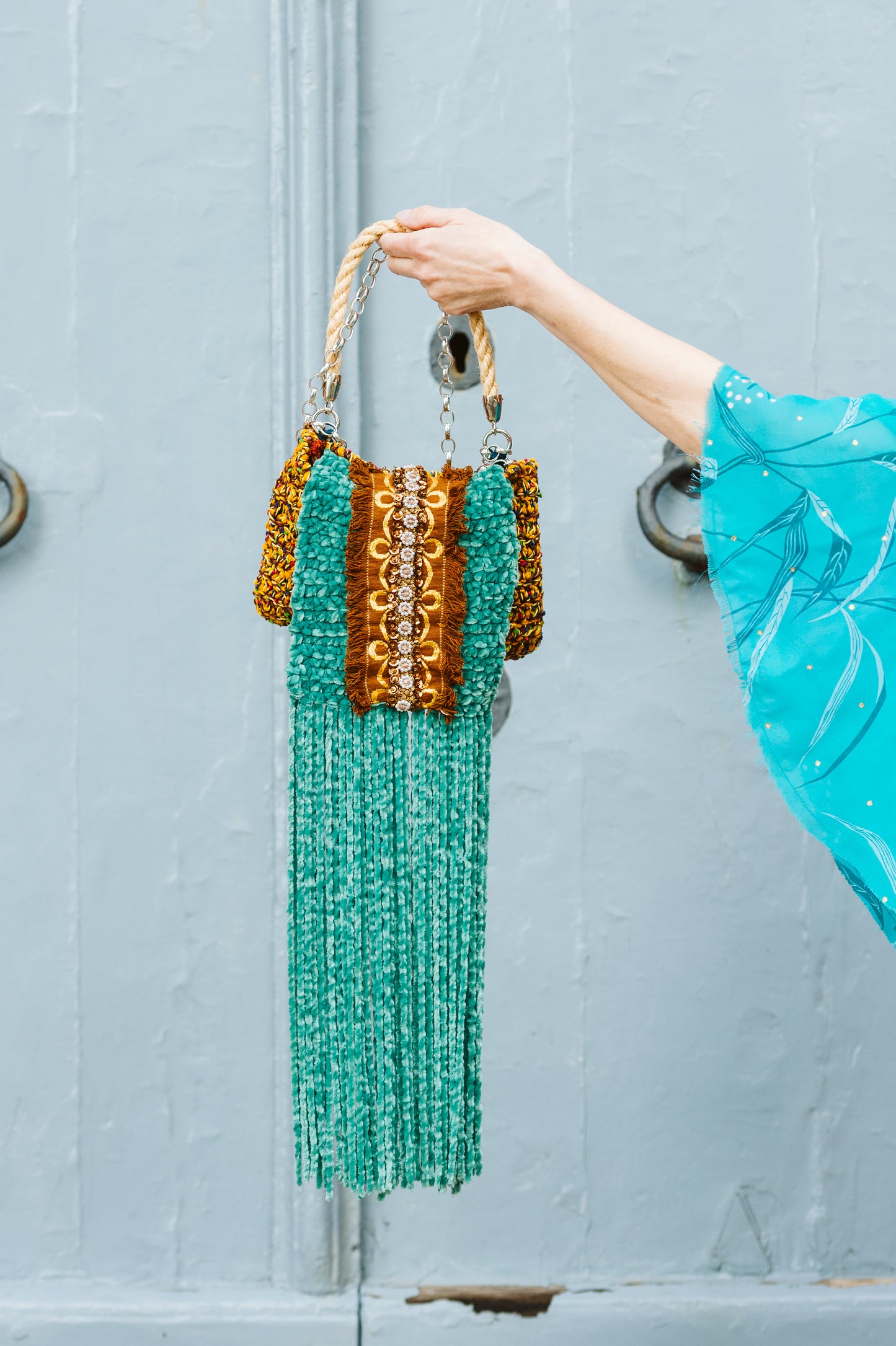 Borsa crochet pochette con frange - Crocheted pochette with limped and fringes
