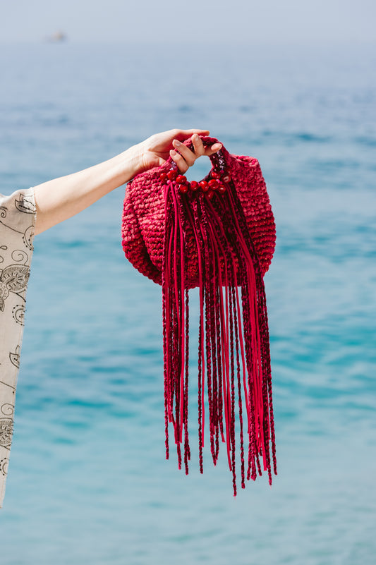 Borsa crochet rosso cherry - Cherry red crocheted bag
