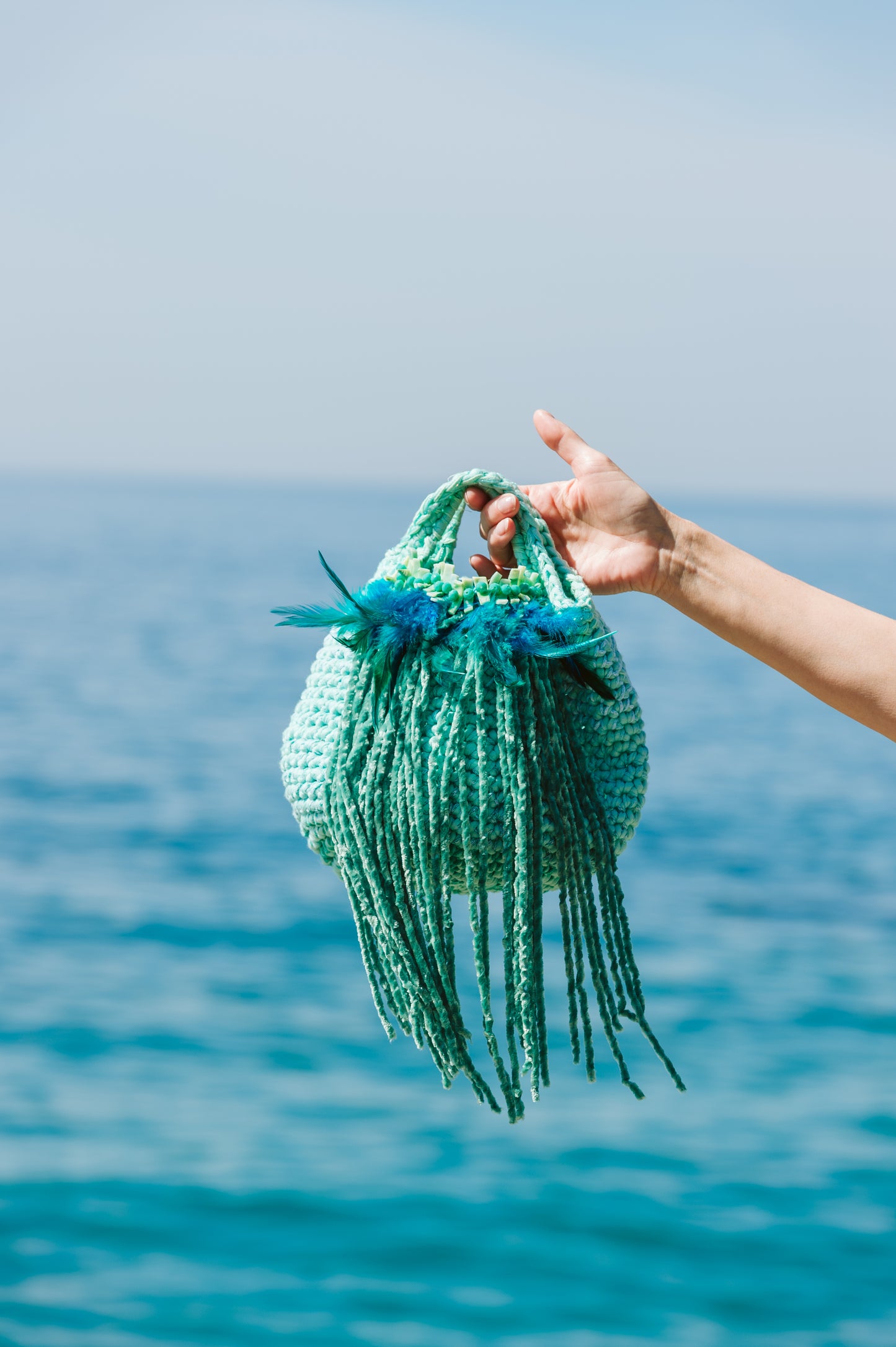 Borsa crochet acquamarina - Crocheted handmade bag
