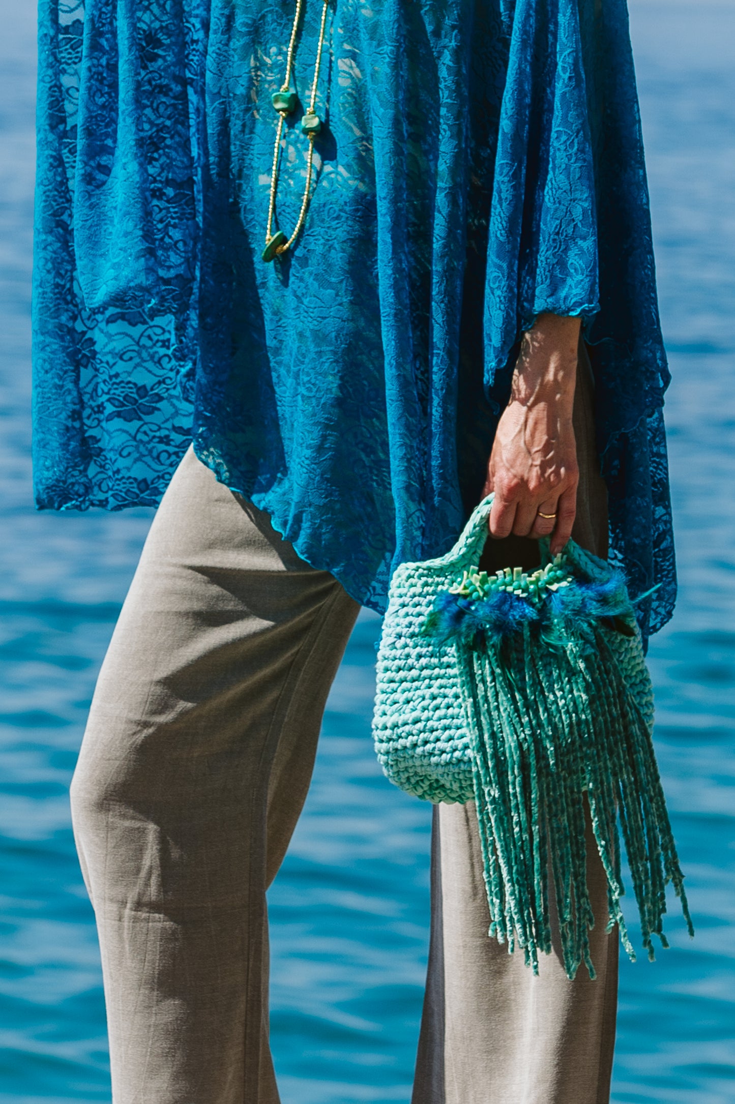 Borsa crochet acquamarina - Crocheted handmade bag