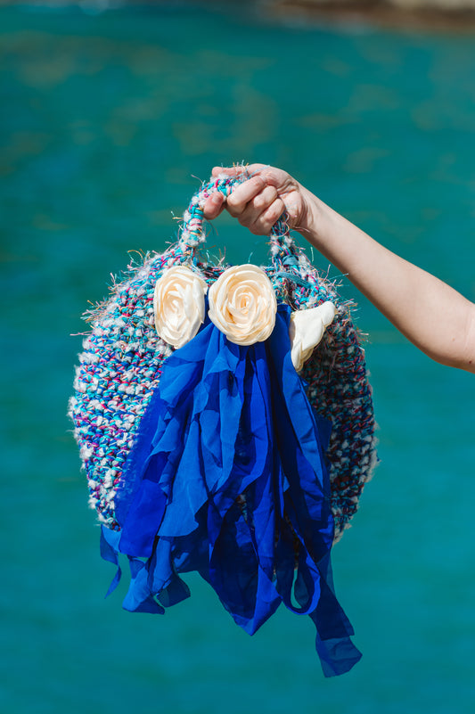 Borsa crochet con fiori - Handmade crocheted bag with flowers