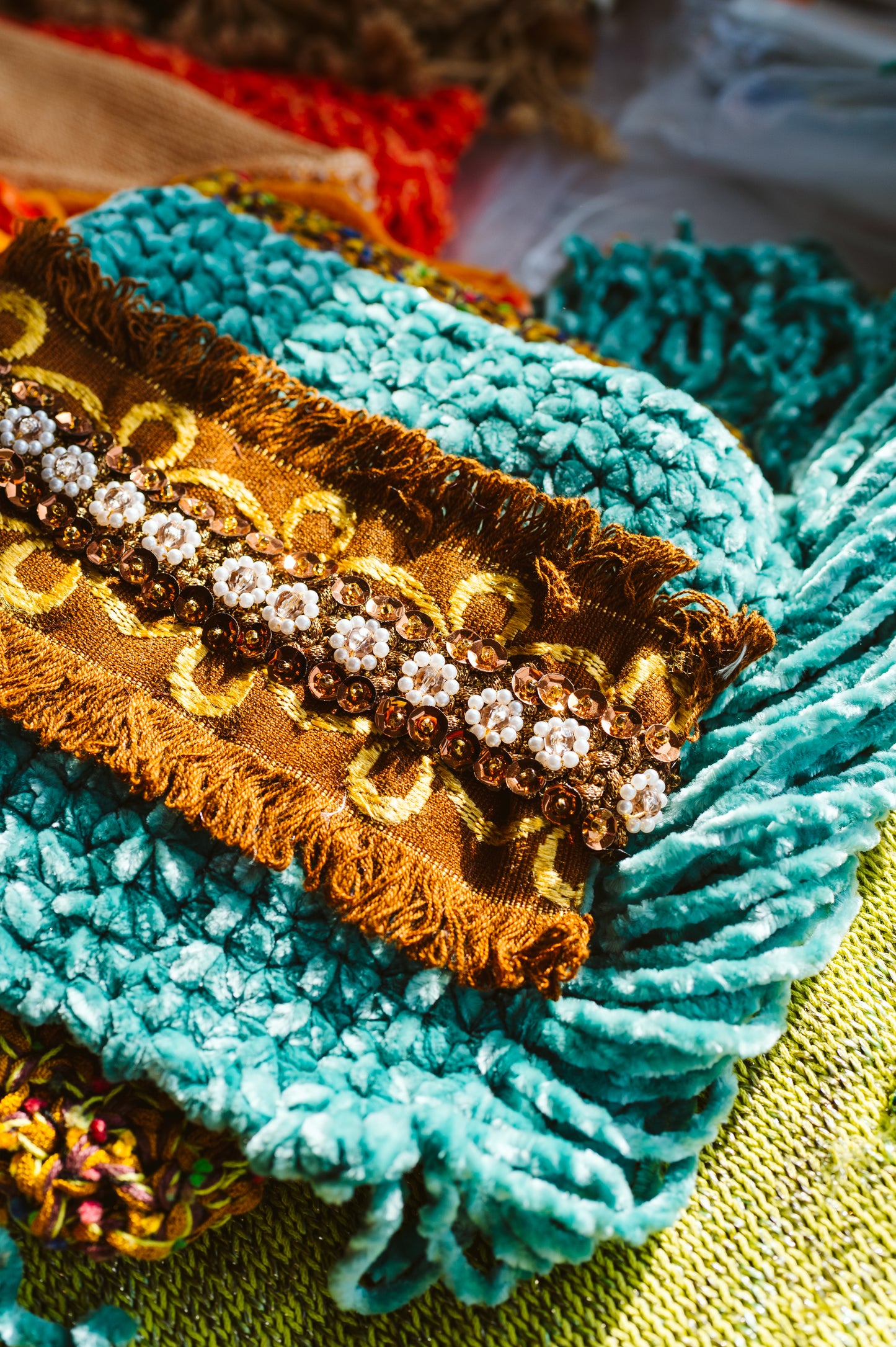 Borsa crochet pochette con frange - Crocheted pochette with limped and fringes