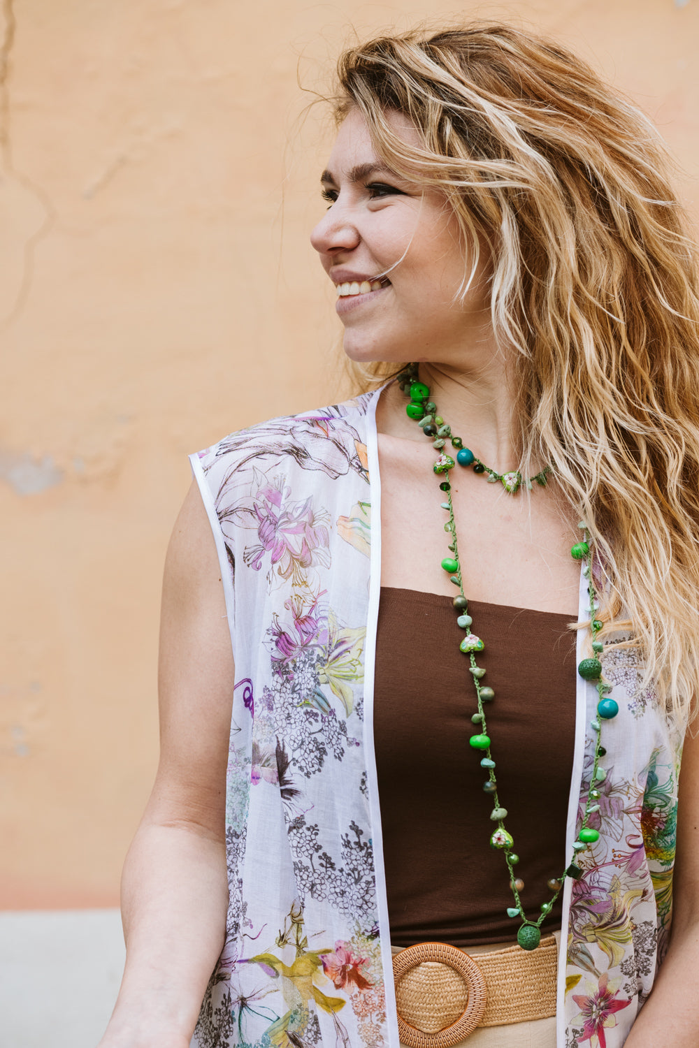 Gilet smanicato in cotone leggero stampato - Lightweight printed cotton sleeveless gilet