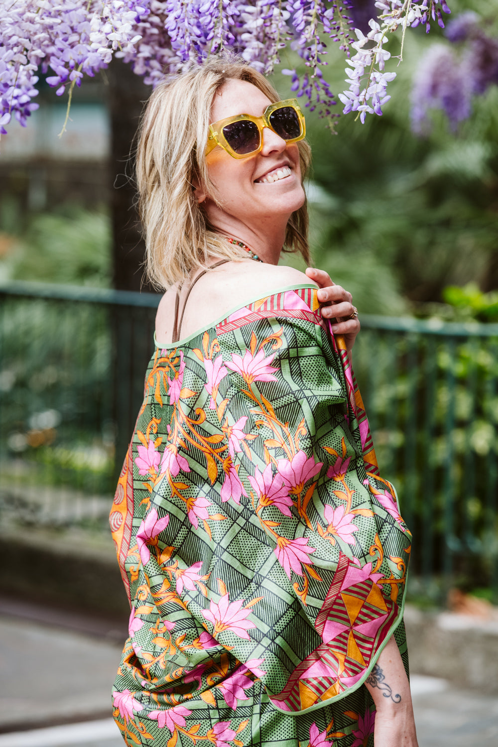 Kimono in seta stampa floreale - Floral printed silk kimono