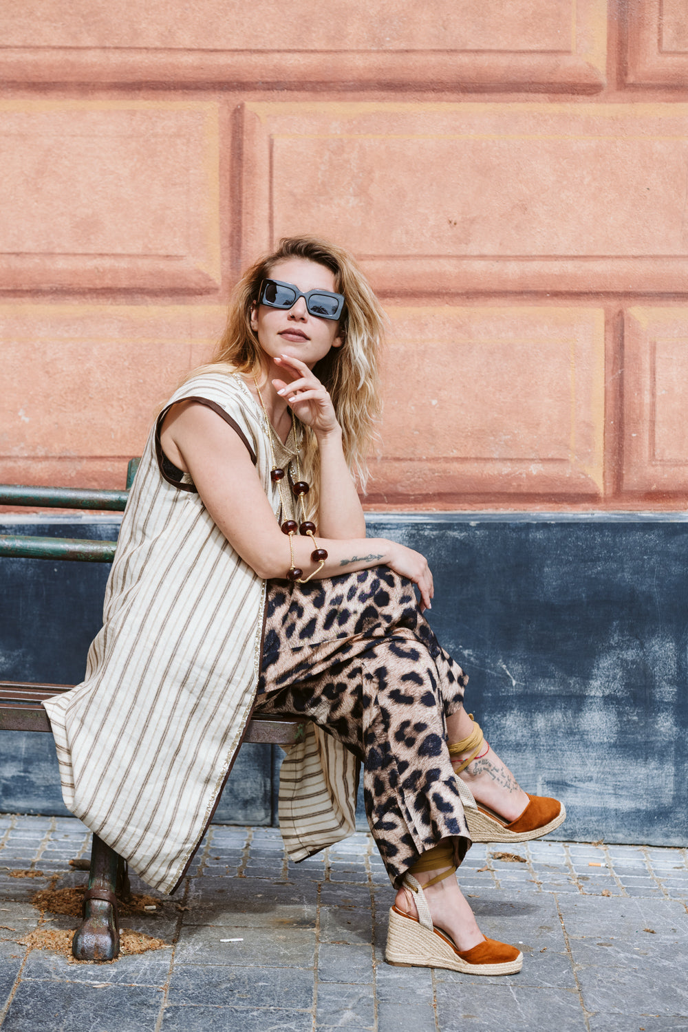 Gilet in lino smanicato a righe - Striped linen sleeveless gilet
