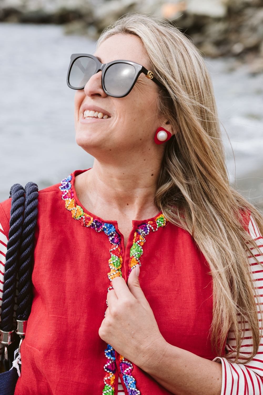 Gilet smanicato in lino rosso - Red linen sleeveless gilet