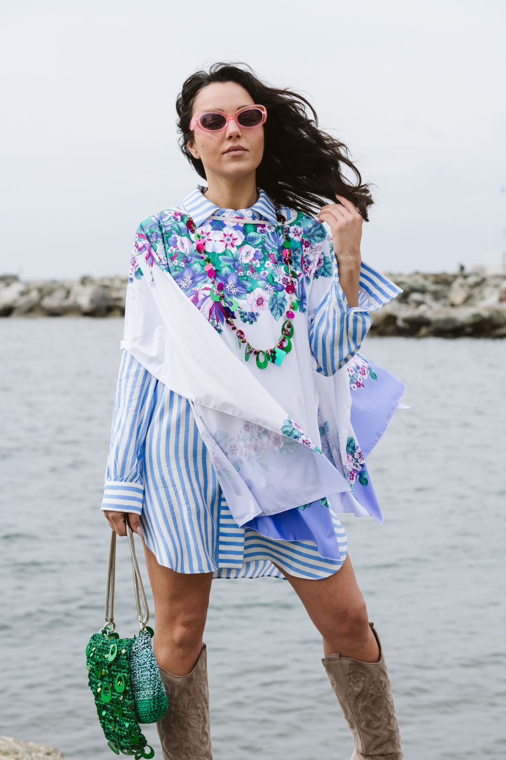 Poncho in lycra fantasia - Patterned lycra poncho