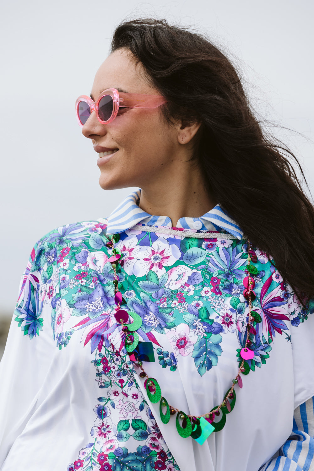 Poncho in lycra fantasia - Patterned lycra poncho