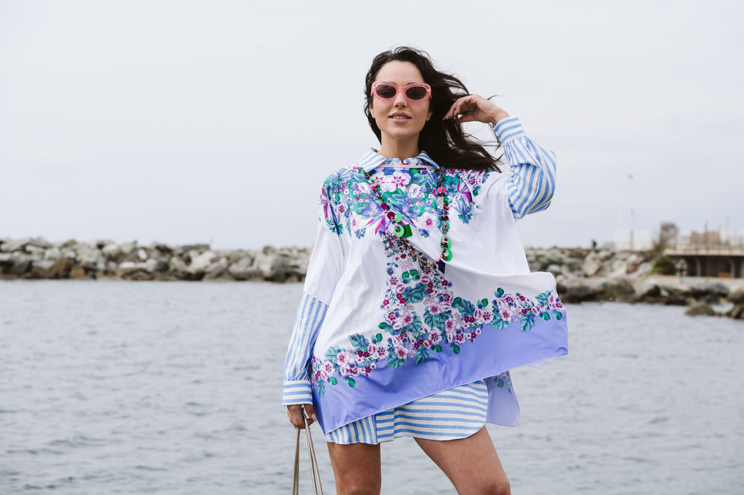 Poncho in lycra fantasia - Patterned lycra poncho