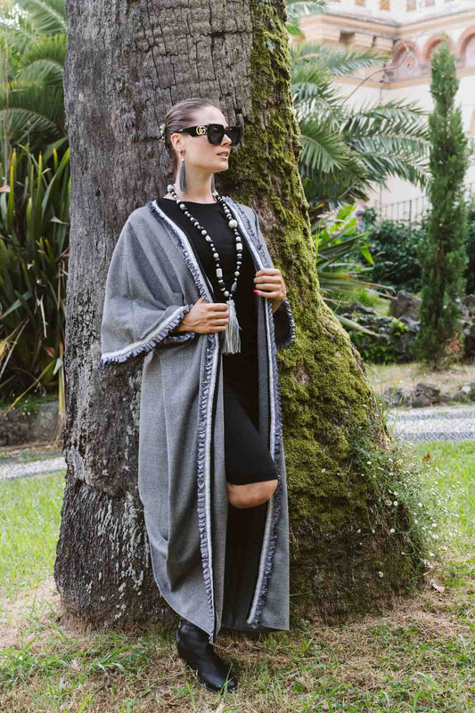 Kimono in lana Principe di Galles - Prince of Wales wool kimono