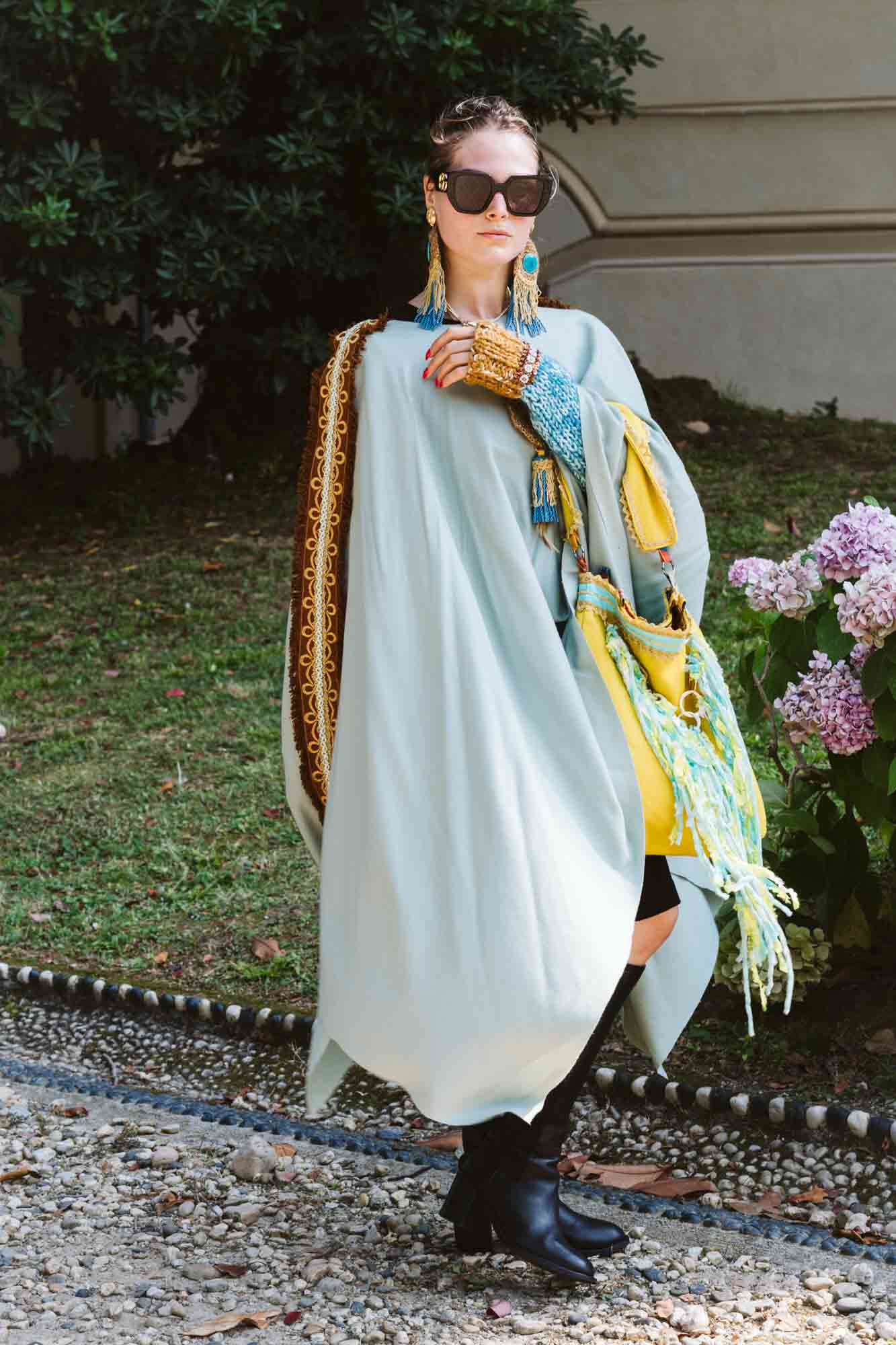 Poncho in lana verde acqua - Wool aquamarine poncho