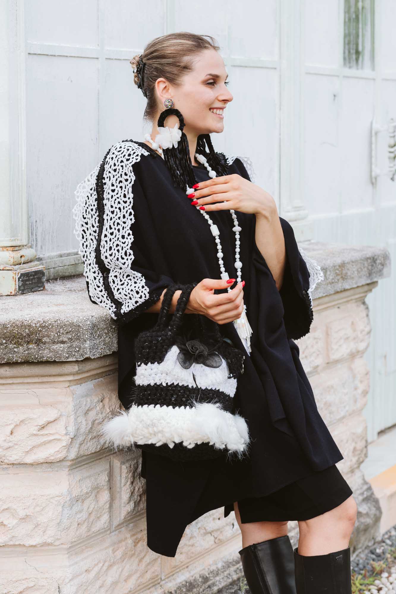 Borsa crochet in lana - Crocheted woolen handbag