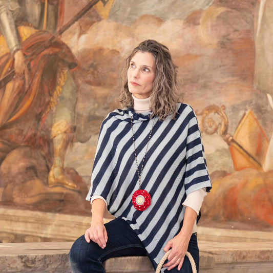 Poncho in m/lana e lurex bicolor - Two-toned poncho in wool blend and lurex