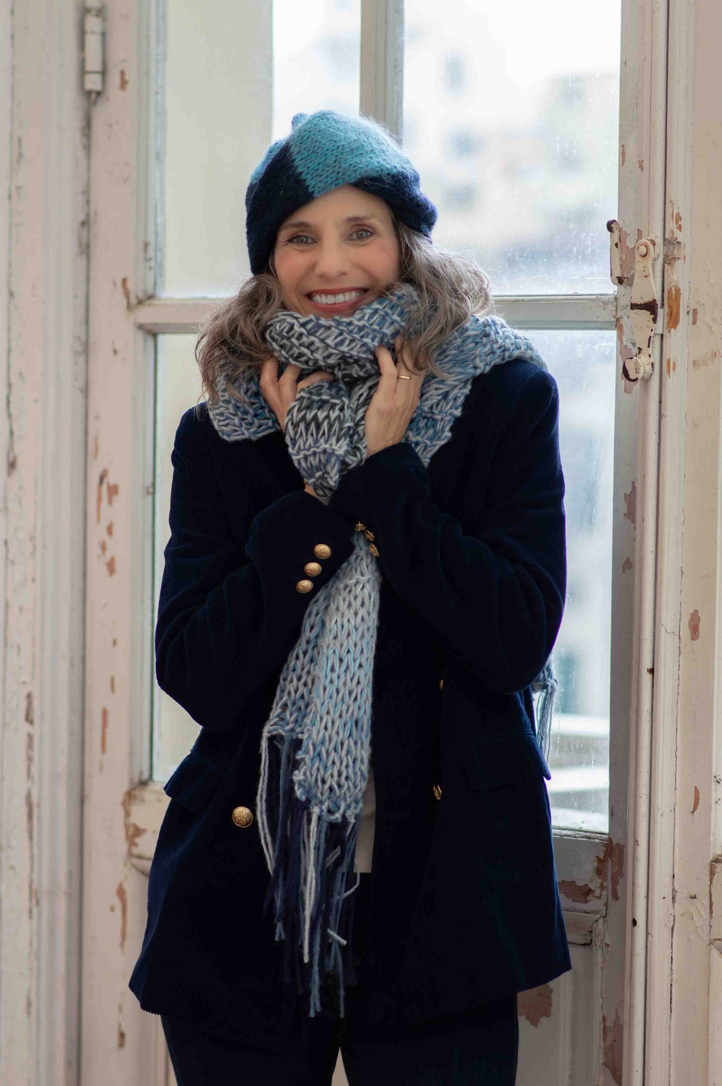 Sciarpa in misto alpaca e kid mohair color azzurro polvere - Powder blue alpaca and kid mohair scarf