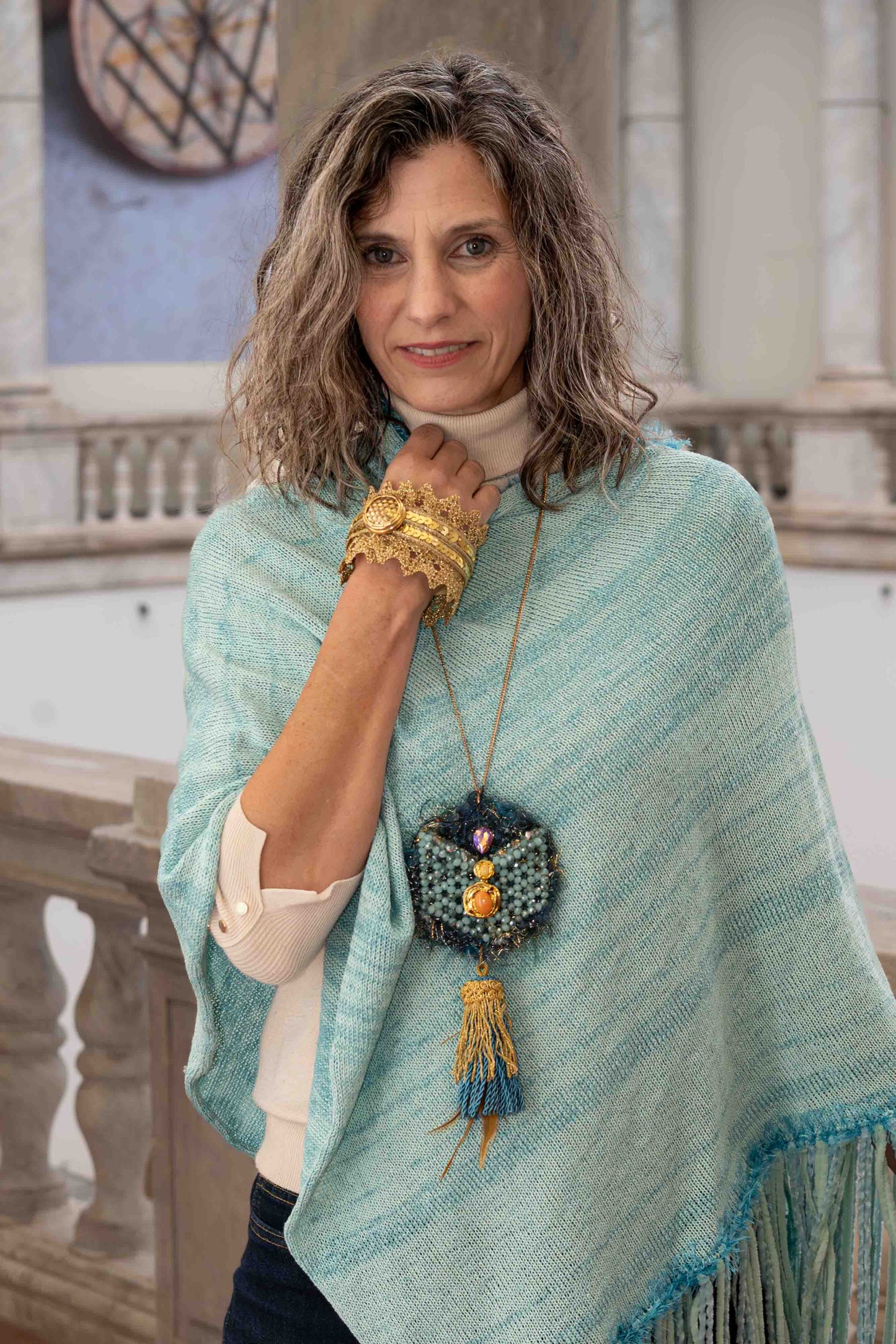 Collana con ciondolo in lana e nappa - Necklace with pendant and tassel