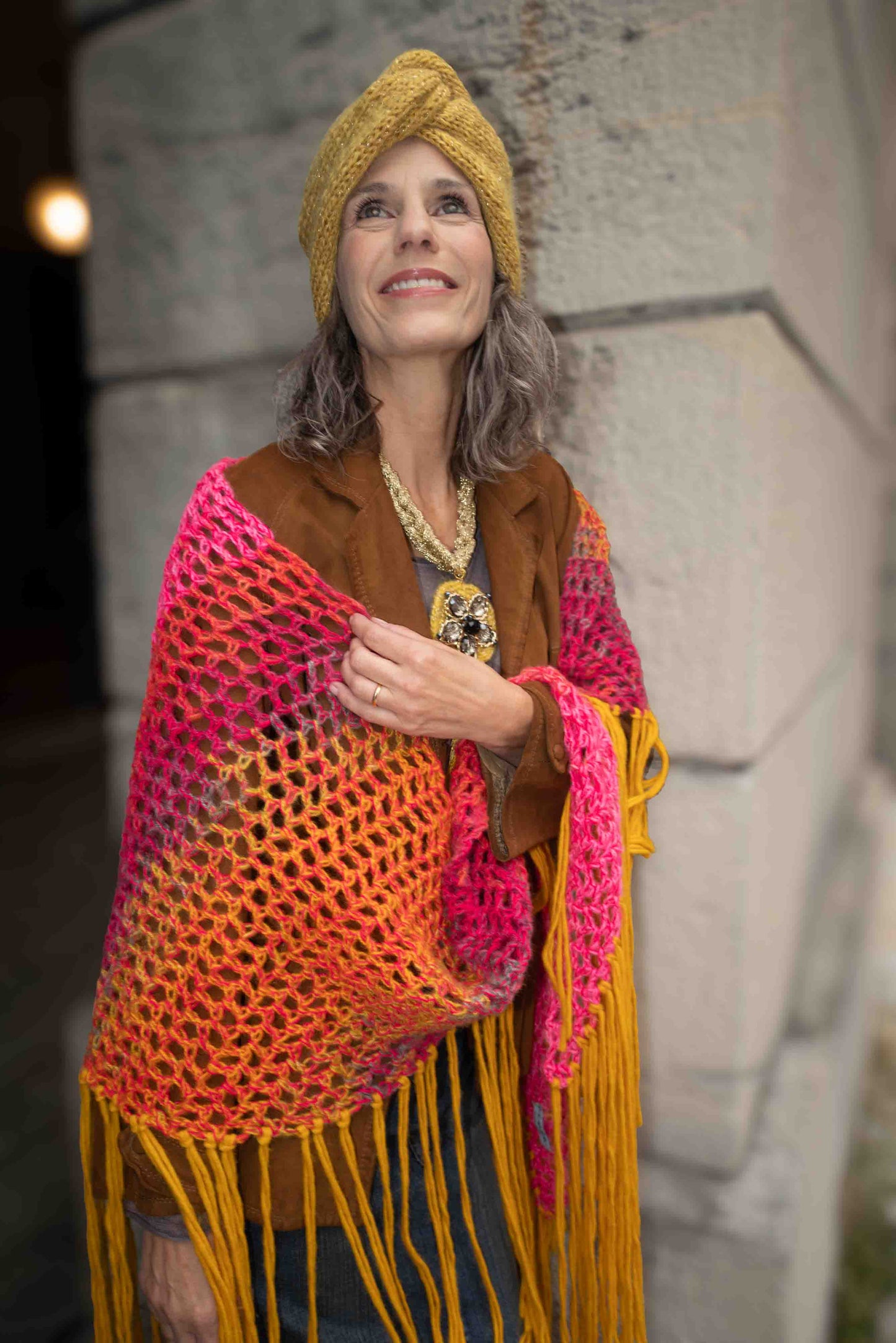 Scialle microfibra e mohair multicolor - Multicolored microfibre and mohair shawl