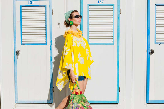 Poncho in lino giallo - Yellow linen poncho