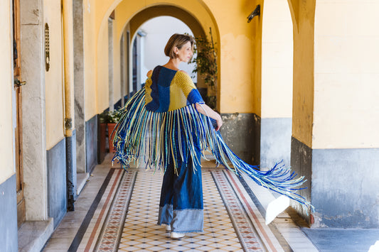 Scialle con frange - Big shawl, crocheted, with fringes