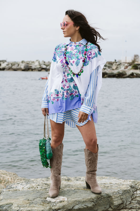Poncho in lycra fantasia - Patterned lycra poncho